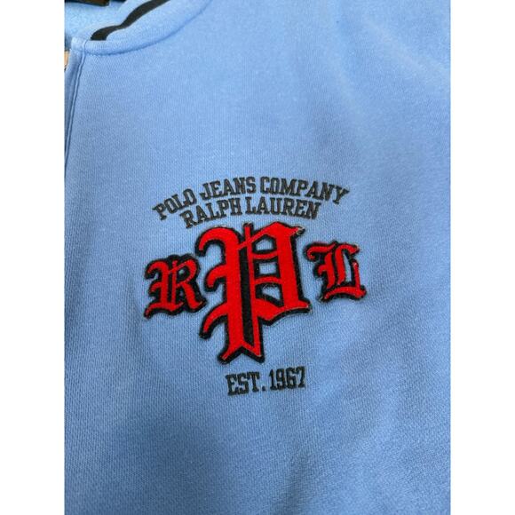 NWT Polo Jeans Ralph Lauren Sweatshirt Mens 1/4 Zip Blue Vintage Embroidered L - Picture 3 of 10